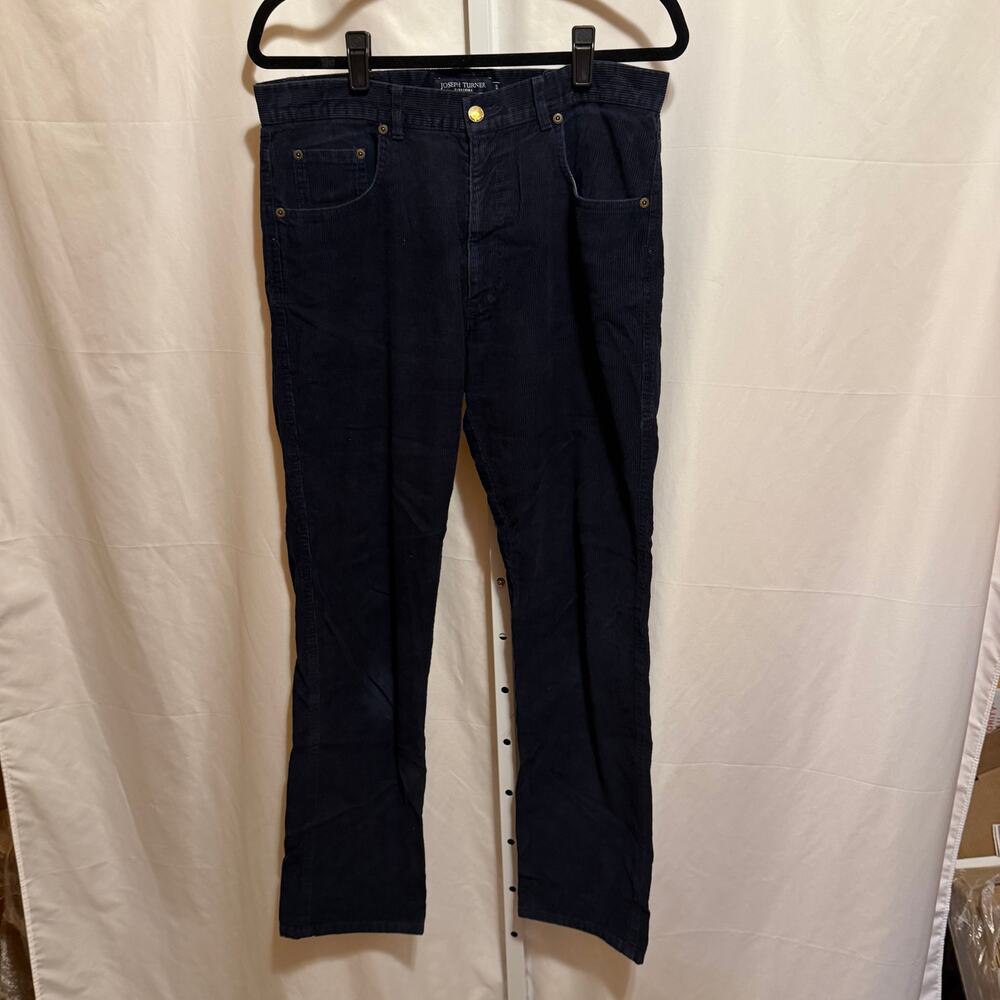 Joseph Turner Yorkshire Mens Navy Corduroy Straight Leg Pants 34R 36x31 Academia